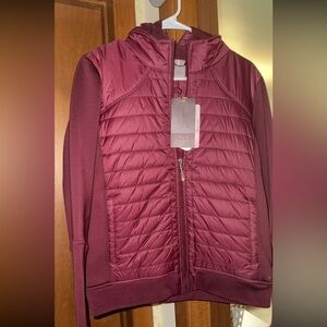 Maroon hooded zip up jacket